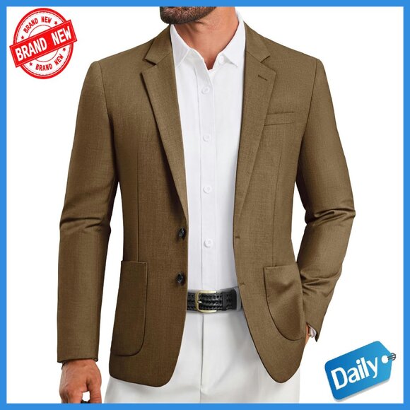 Slim Fit Two Button Blazer Jacket for Men - Premium Lined Sport Coat